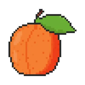 8 bit peach icon. Pixel art object. Retro 80s,90s video game graphics. Stock Illustration