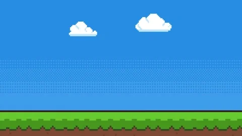 8-bit pixel art 2d platformer game style background Stock Footage 326848743