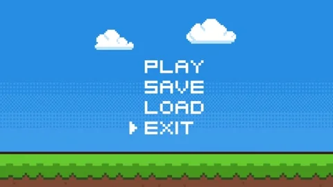 8-bit pixel art 2d platformer game style background with text Stock Footage 326848758