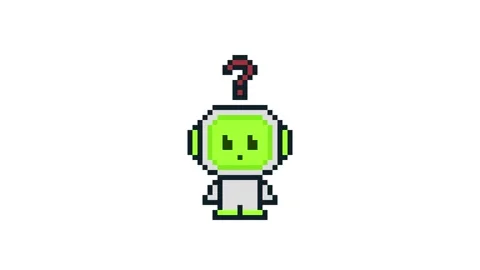 8-bit pixel art curious neon green ai robot. looped animation 4k 30fps Stock Footage 326849001