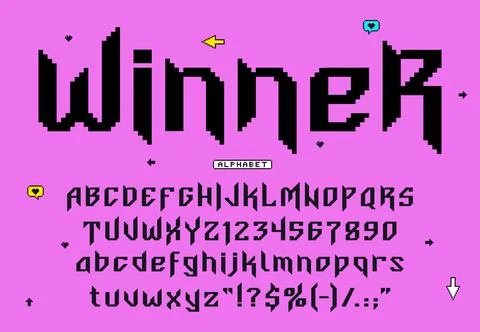 8 bit pixel art font alphabet, retro gamer type Stock Illustration
