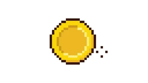 8-bit pixel art gold coin sparkle effect looped animation 4k 30fps Stock Footage 326848797