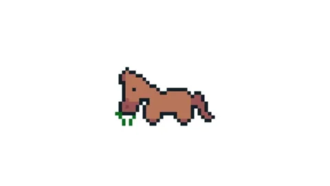 8-bit pixel art horse eat grass Stock Footage 326848902