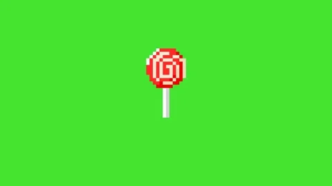 8-bit pixel art lollipop on Green Screen Stock Footage 346749993