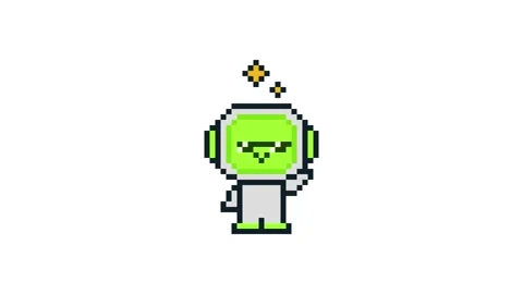 8-bit pixel art neon green ai robot dancing with sunglasses Stock Footage 326849019