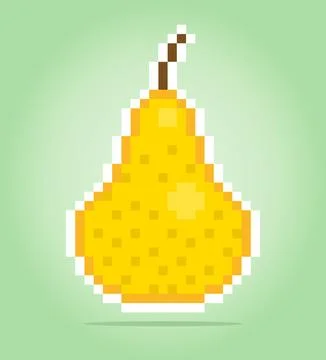 8 bit Pixel art pear fruit. Fruit pixels for game assets in vector Illustrazione stock