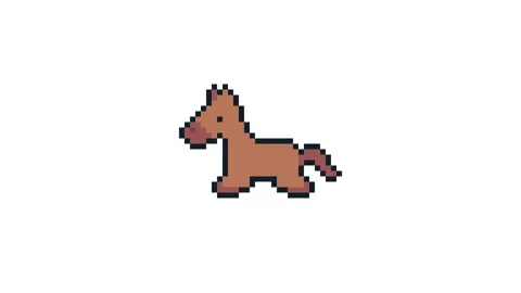 8-bit pixel art running horse Stock Footage 326848901