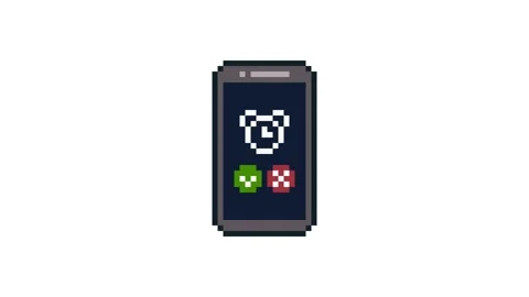 8-bit pixel art smart phone alarm clock screen. looped animation 4k 30fps Stock Footage 326849067