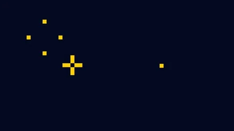 8-bit pixel art yellow cute sparkling light with dark background Stock Footage 326848755