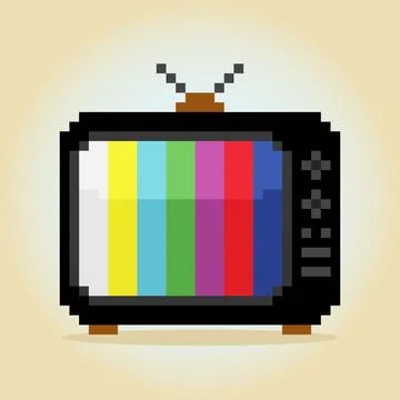 8 Bit Pixel Classic Television in Vector Illustration for Game Assets. Stock Illustration
