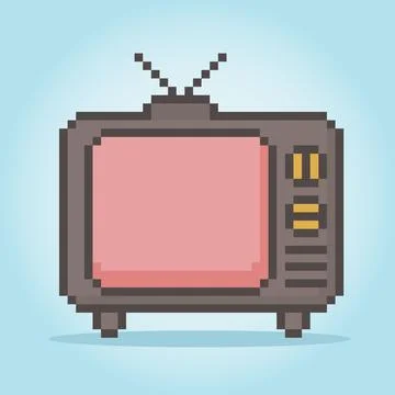8 Bit Pixel Classic Television in Vector Illustration for Game Assets. 스톡 일러스트
