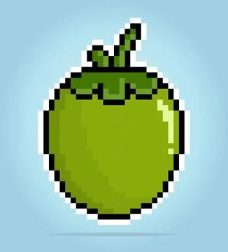 8-bit pixel coconut. Fruit in vector illustrations Иллюстрация
