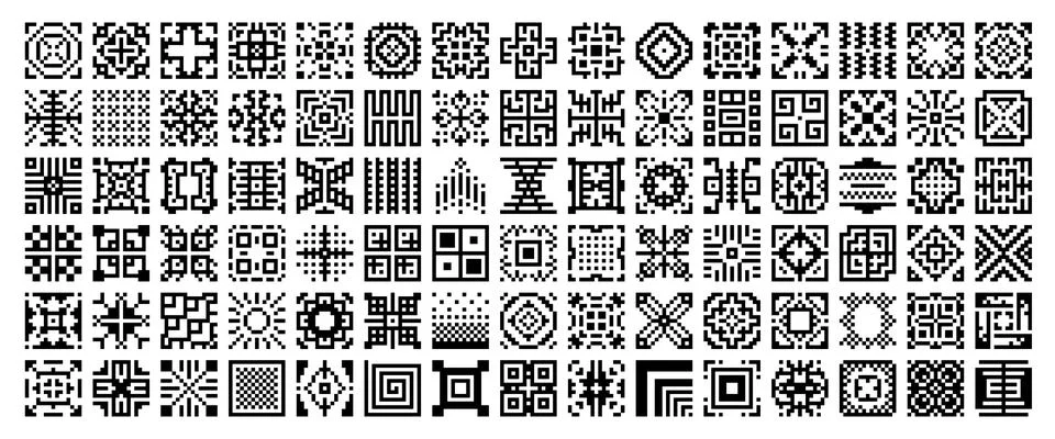 8 bit pixel elements set of retro game UI Stock Illustration