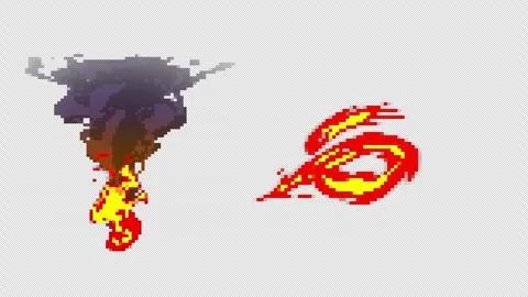 8-Bit Pixel Fire Effects Pack with Retro Flame Bursts and Animated Burning Stock Footage 346627803