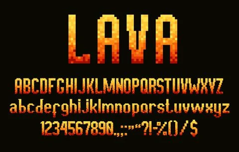 8 bit pixel font alphabet, retro game type letters Stock Illustration