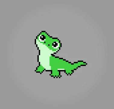 8-bit pixel gecko colored green. Lizards Pixel in vector illustrations Stock-Illustration