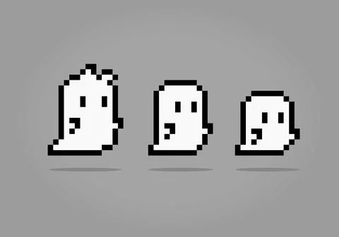 8 bit Pixel ghost. Cute flying ghost in vector illustration Stock Illustration