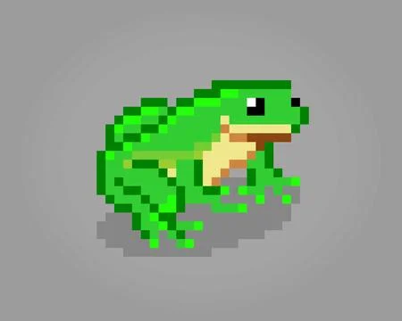 8 bit pixel green frog. Pixel animals in vector illustrations 스톡 일러스트