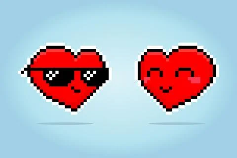 8-bit pixel heart character. Love icon couple in vector illustrations 스톡 일러스트