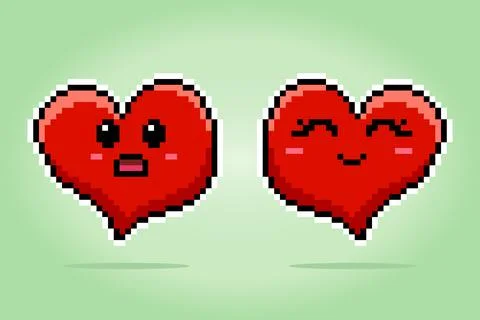 8-bit pixel heart character. Love icon couple in vector illustrations 스톡 일러스트