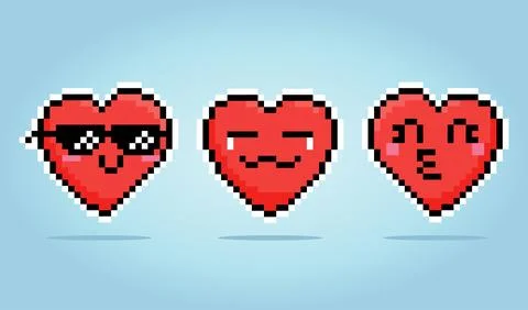 8-bit pixel heart character. Love icon couple in vector illustrations 스톡 일러스트