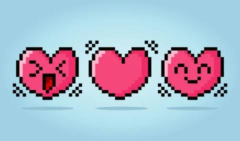 8-bit pixel heart character. Love icon couple in vector illustrations Illustrazione stock