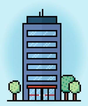 8-bit pixel icon high building in vector illustrations for game assets Stock Illustration