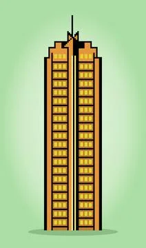 8-bit pixel icon high building in vector illustrations for game assets Illustrazione stock