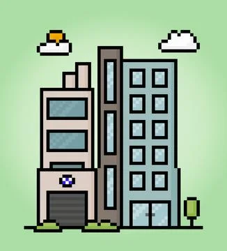 8-bit pixel icon high building in vector illustrations for game assets Stock Illustration