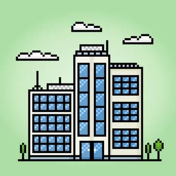 8-bit pixel icon high building in vector illustrations for game assets Illustrazione stock