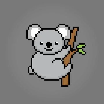 8 bit pixel koala. Animals for game assets and cross stitch patterns Stock Illustration