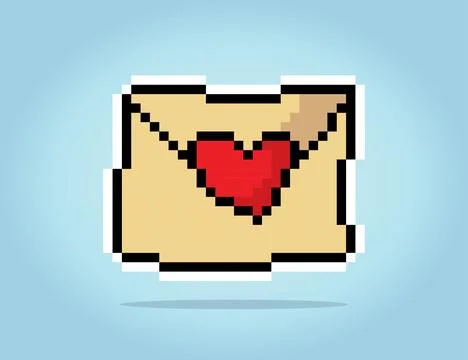 8 bit pixel letter. envelopes for game assets in vector illustrations. Illustrazione stock