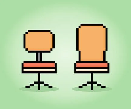 8 bit pixel modern chair in vector illustration for game assets. Stock-Illustration