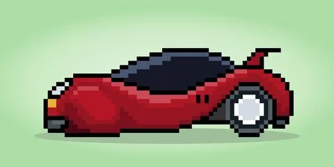 8 bit pixel modern technology, future car. Icon pixels For game assets Illustrazione stock