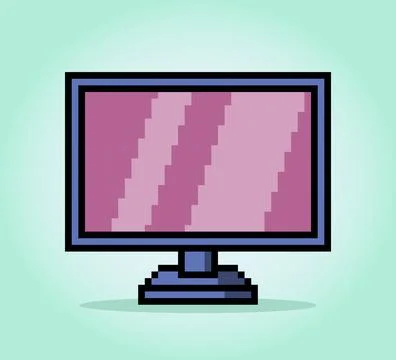 8 Bit Pixel modern Television in Vector Illustration for Game Assets. Stock Illustration