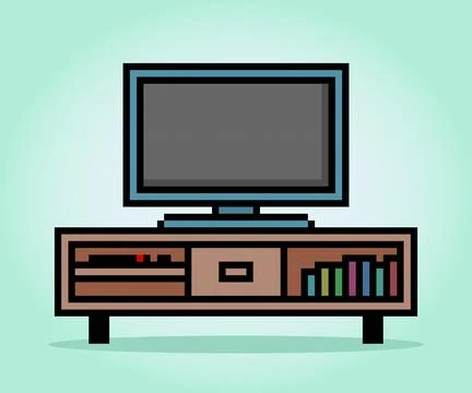 8 Bit Pixel modern Television in Vector Illustration for Game Assets Illustrazione stock