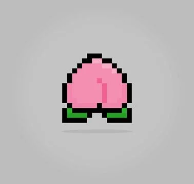 8 bit pixel peach. Pixel Fruits in Vector illustration for game assets Stock Illustration