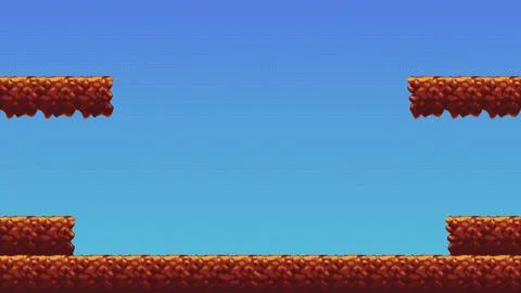 8 bit pixel platform landscape with floating islands Illustrazione stock