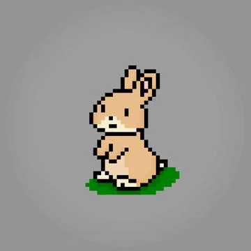 8 bit pixel rabbit. Animal pixels in vector illustrations for game assets Stock Illustration