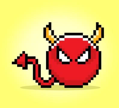 8 bit pixel of red devil character in Vector Illustrations for Game Assets 스톡 일러스트