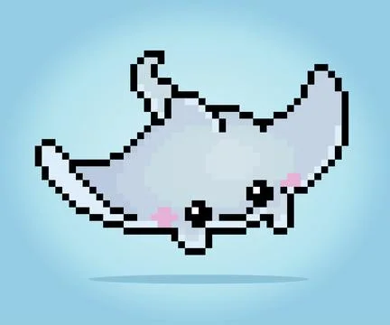 8 bit pixel a stingray fish. Animal for game assets in vector illustration. Stock-Illustration