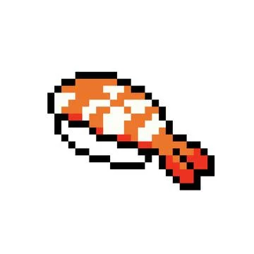 8 bit Pixel sushi image. food in Vector illustration Stock Illustration