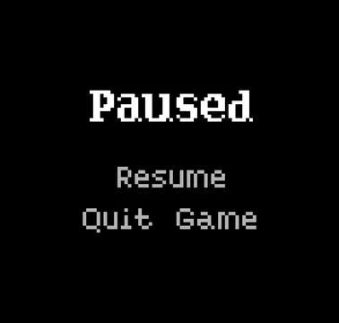 8-bit pixel text, game pause menu. Background icon for game assets Stock Illustration