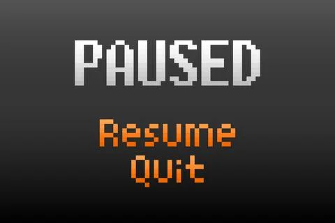 8-bit pixel text, game pause menu. Background icon for game assets Stock Illustration
