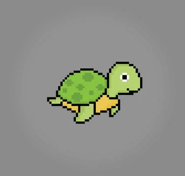 8 bit Pixel turtle. Animal pixels in Vector illustration for game asset Stock Illustration