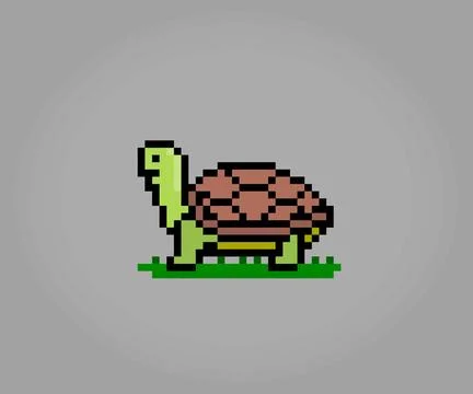 8 bit Pixel turtle. Animal pixels in Vector illustration for game asset Stock Illustration