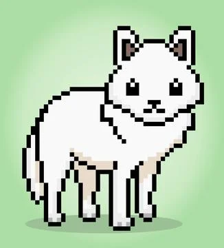 8-bit pixel White Wolf. Animal in Vector illustration for cross stitch 스톡 일러스트