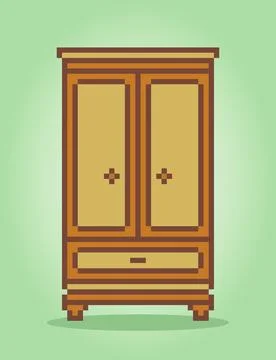 8 bit pixel wood clothes in vector illustrations for game assets. Stock Illustration