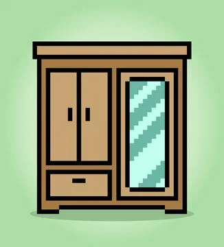 8 bit pixel wood clothes in vector illustrations for game assets. Stock Illustration
