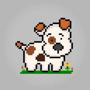 8 bit pixels of beagle dogs. Animal pixels for asset games Stock Illustration